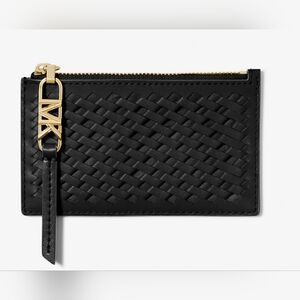 Michael Kors Empire Black Leather Woven Wallet